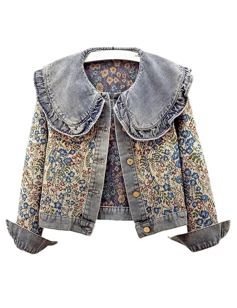 ジャケット・アウター FIORE PRINT DENIM DRESS FIORE PRINT DENIM DRESS